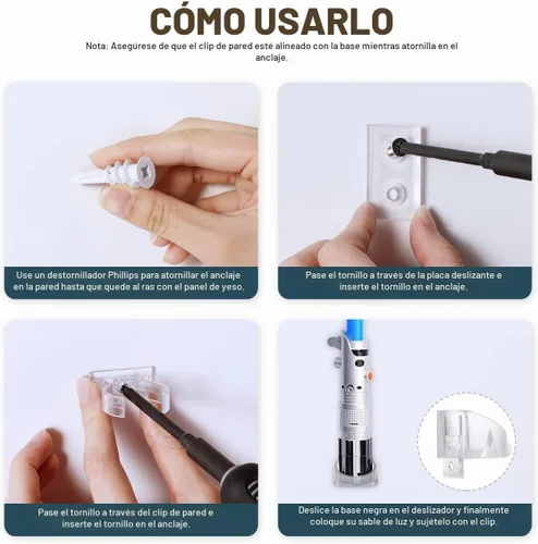 Vista 4 de Lenink Montaje en Pared para Sables de Luz Transparente, Paquete de 1 Soporte para Sables de Luz Compatible con Sables de Luz de Galaxy’s Edge