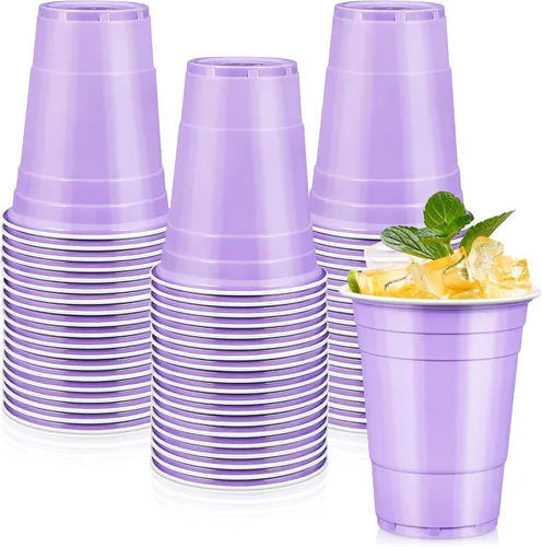 Vista 19 de LANLISA 50 vasos de plástico negros, vasos desechables de 16 onzas, tazas para beber para suministros de fiesta