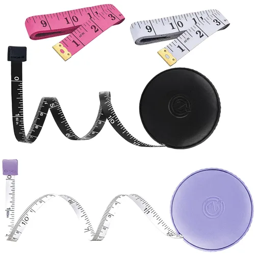 Vista 24 de Cinta métrica para costura, tela médica para el cuerpo, sastre, manualidades, dieta, cinta métrica de 60 pulgadas/1.5M de doble cara retráctil con 1