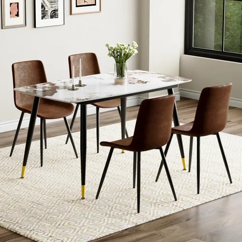 Vista 68 de Juego de 4 mesas de comedor negras para mesa de comedor de 4,50 pulgadas para 4, sillas de cocina de piedra sinterizada, fácil de montar, adecuado