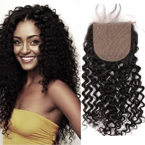 Vista 8 de Cabello humano con base de seda 4x4 con cierre de encaje con cabello de bebé, ondulado, cierre de cabello virgen brasileño, parte libre, color Parte