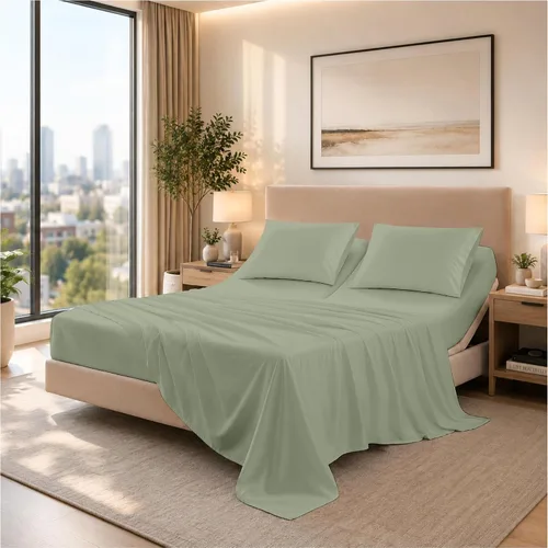 Vista 42 de SGI bedding Sábana Queen de 28 pulgadas con cabecera flexible y parte superior dividida, 100% algodón egipcio - 600 número de hilos, sábanas de 01
