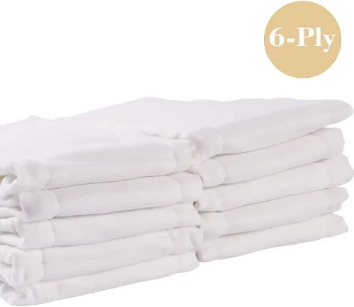 Vista 2 de Fasoar - Pañales de tela preplegados – Fundas de pañales lavables de 3 capas para bebés y niños pequeños, multiusos (10-35 libras), 6/10/12