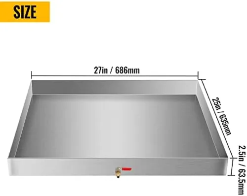 Vista 2 de AHLOKI Bandeja de drenaje para lavadora de acero inoxidable resistente, 27 x 25 x 2.5 pulgadas