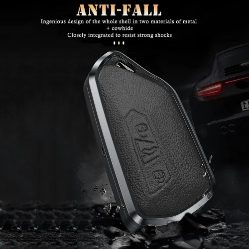 Vista 7 de SANRILY Funda para llavero de metal y cuero de alta calidad para VW ID.4 2020 2021 2022 MK8 ID.4 GTX, Skoda Octavia Seat Leon MK4, funda para llave