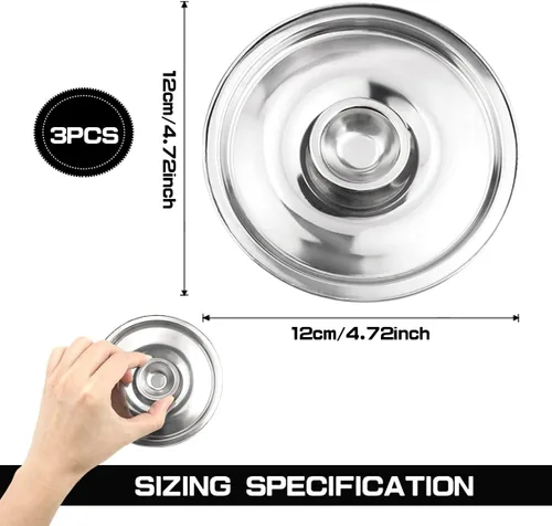 Vista 2 de Tapa universal de acero inoxidable, tapa de sartén de 4.7 pulgadas, accesorios de repuesto para sartenes (4.7 in)