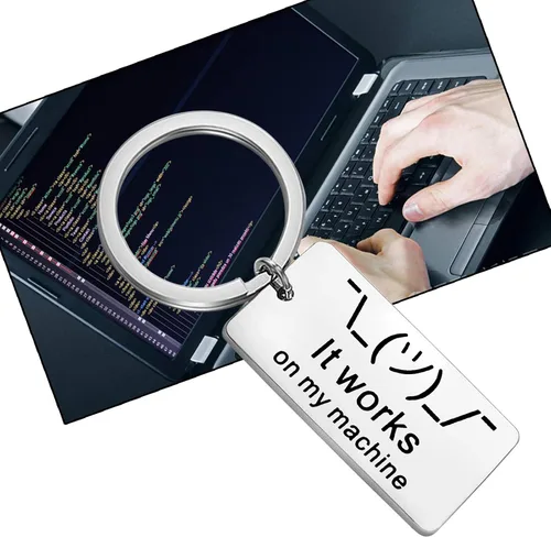 Vista 7 de UJIMS Llavero divertido para programador de computadora, funciona en mi máquina científica, desarrollador de joyas, regalos de TI