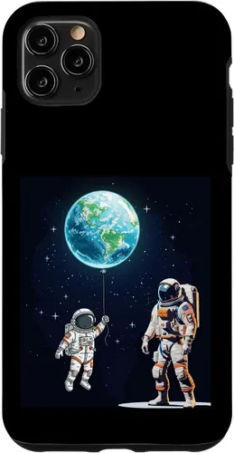 Vista 13 de Astronauts in Space Parent & Child in spacesuits with Planet Case for iPhone 16