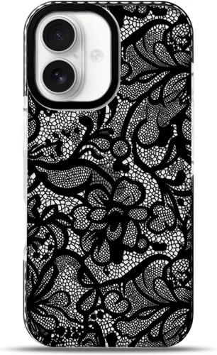 Vista 37 de NITITOP Funda para iPhone 13 Pro con flores de encaje transparente - Negro