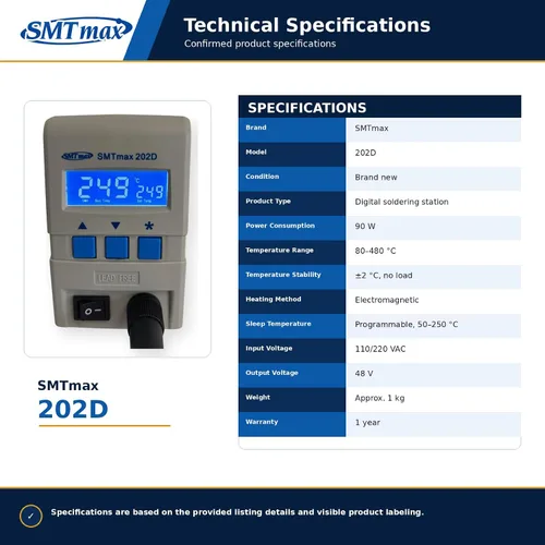 Vista 4 de Estación de soldadura 90W ESD Safe Digital 80-480C QK202D SMTmax