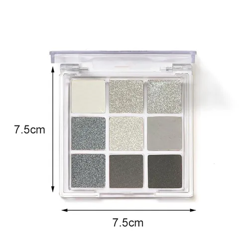 Vista 7 de Paleta de sombras de ojos de 9 colores negro ahumado mate con purpurina, sombra de ojos duradera impermeable para niñas y mujeres