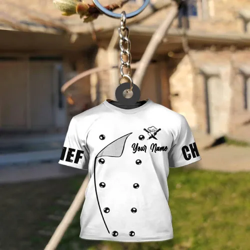 Vista 2 de IZI POD Llavero acrílico personalizado con forma de chef, accesorio de cocina con nombre personalizado para hombres y mujeres, recuerdo culinario
