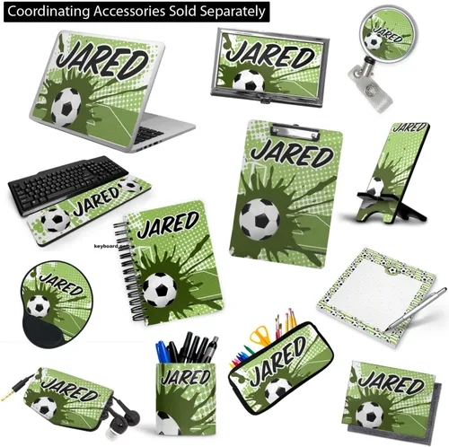 Vista 6 de Carpeta de fútbol personalizada con 3 anillas, 1 pulgada, color verde