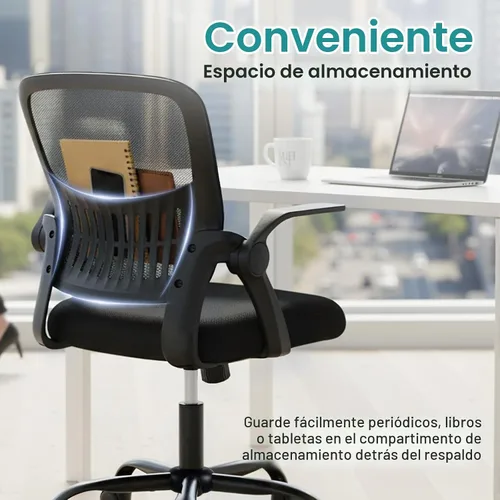 Vista 5 de OLIXIS Silla ergonómica de escritorio de oficina, silla ejecutiva de Negro