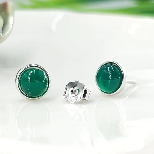 Vista 77 de Pendientes naturales de 0.236 in con chapado en oro blanco sobre plata de ley, bisel cabujón de piedras preciosas regalo de joyería para ella