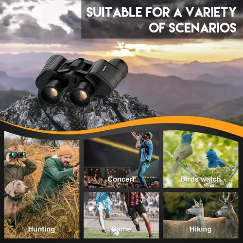 Vista 8 de Prismáticos HD de 8 x 40 para adultos, impermeables y compactos para observación de aves, viajes, visión con poca luz, agarre antideslizante, óptica