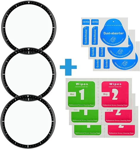 Vista 6 de Protector de pantalla para Amazfit GTR 2, fácil de instalar [3 unidades] 3D de bordes curvados anti-arañazos HD Ultra irrompible Protector flexible