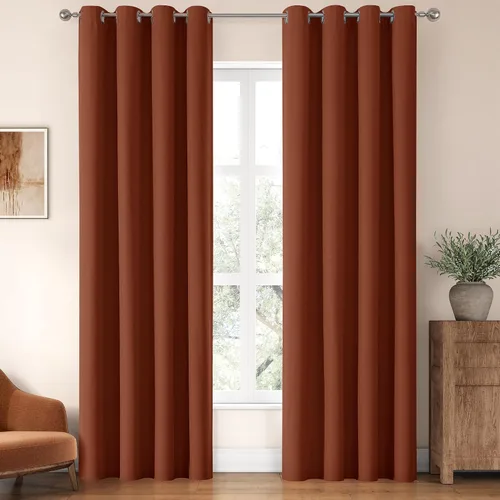 Vista 34 de ChrisDowa Cortinas 100% Opacas de Abedul Sólido de 45 Pulgadas de Largo, 2 Paneles para Dormitorio y Sala de Estar, Estilo Granja Oscurecedoras