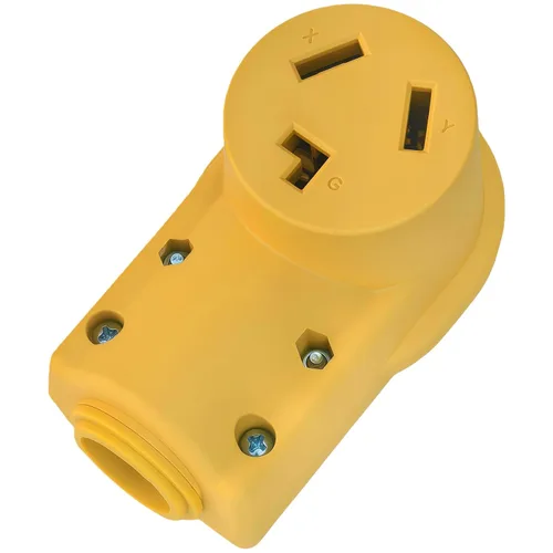 Vista 3 de Receptáculo NEMA 10-30R, 30 amperios, 125/250 voltios, conector de 3 cables de 3 polos, 30 A CA de grado industrial, enchufe hembra de grado