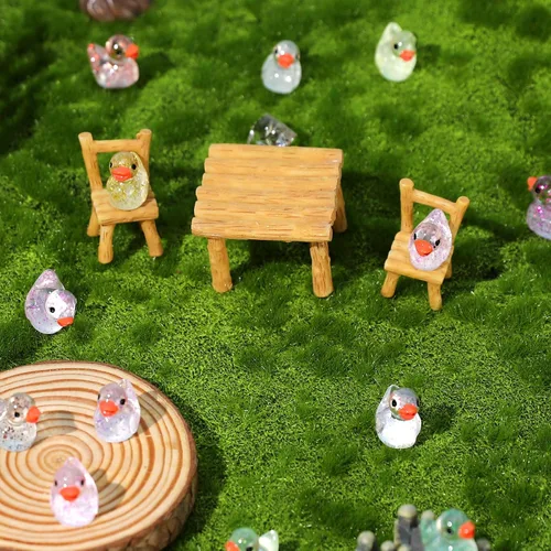 Vista 7 de Fuyamp 120 mini patos de resina con purpurina, coloridos patos pequeños, figuras de pato con purpurina en miniatura para manualidades, jardín