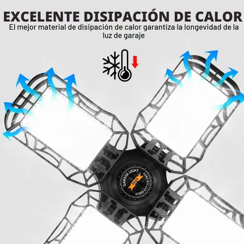 Vista 6 de Tudoccy - Paquete de 4 luces LED para garaje, luz de tienda ultra brillante de 120W con 4 paneles ajustables, 12000LM, base E26/E27, deformable