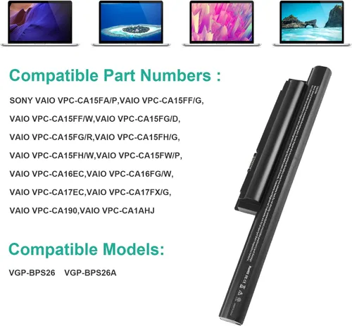 Vista 6 de Futurebatt BPS26 Nueva batería para laptop compatible con Sony VAIO VGP-BPS26 VGP-BPL26 VGP-BPS26A PCG-61A12L PCG-61A13L PCG-61A14L PCG-71713L