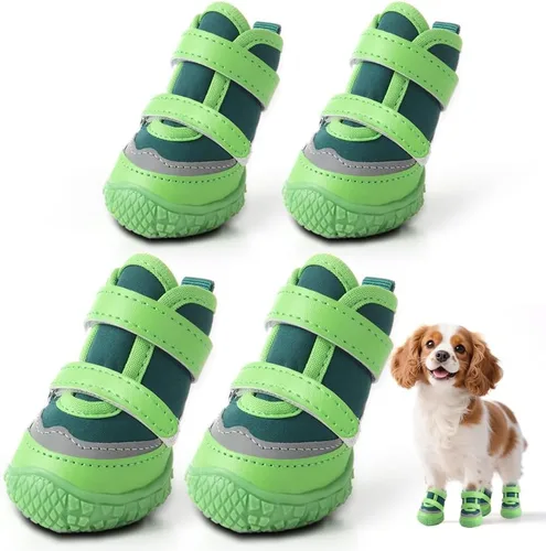 Vista 8 de Zapatos para perros pequeños, botas transpirables para perros, protectores de patas para pavimento caliente, nieve de invierno, botines para perros