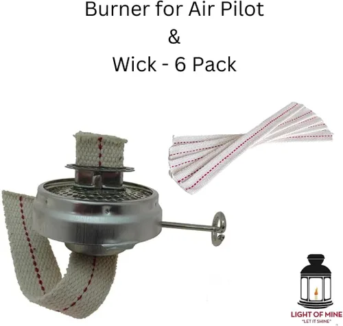 Vista 2 de Light of Mine - Dietz #08 Air Pilot - Kit de repuesto para linterna de aceite con quemador y tiras de mecha 100% algodón de 7/8 pulgadas (Air Pilot)