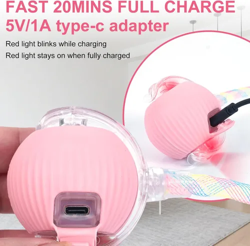 Vista 4 de Pelota interactiva para gatos, bolas rodantes inteligentes activas, juguetes automáticos para gatitos, con cola de malla elástica, recargable, bola