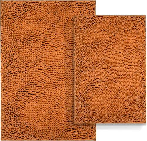 Vista 12 de Juego de 2 alfombras de baño antideslizantes para baños, juego de alfombras de felpilla gruesa y suave, alfombras de baño ultra absorbentes