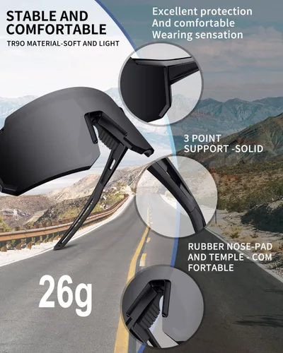 Vista 4 de Polarized Sports Sunglasses for Men Women Youth Baseball Running Cycling Driving Fishing Tennis Golf Motor TAC UV400 TR90
