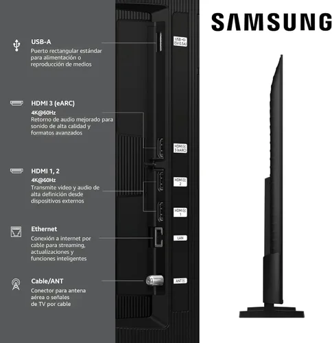 Vista 3 de Samsung - Smart TV QLED de 43 pulgadas de la serie Q7F Samsung Vision AI (modelo 2025, 43Q7F) Quantum HDR, Object Tracking Sound Lite, procesador Q4