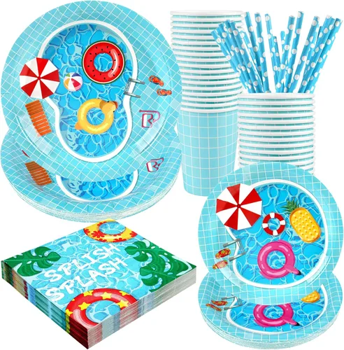 Vista 16 de Decoraciones para la fiesta del té de Alicia - Platos de papel para baby shower, servilletas, tazas y pajitas para 24 invitados, juego de vajilla