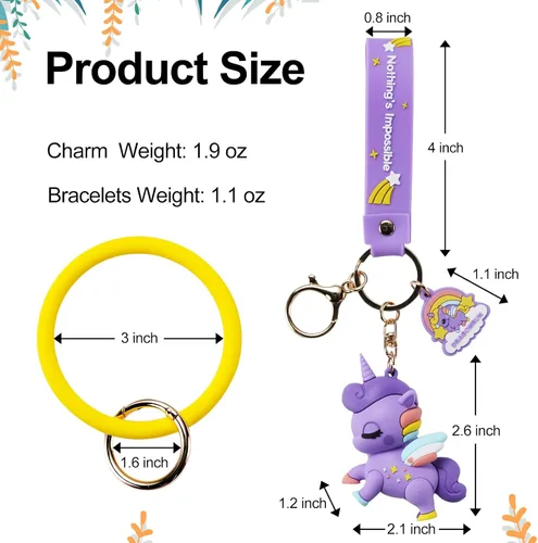 Vista 3 de HONYJOOM Lindo llavero de regalo Llavero de unicornio Kawaii Accesorios Llavero Mochila Dijes Llaves de Coche Llavero Llavero para Niños Niñas