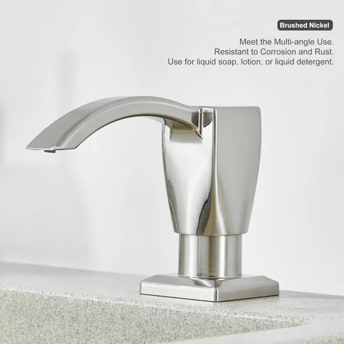 Vista 7 de GAGALIFE - Dispensador de jabón para fregadero de cocina, de níquel cepillado, dispensador de jabón integrado para fregadero de cocina con tubo