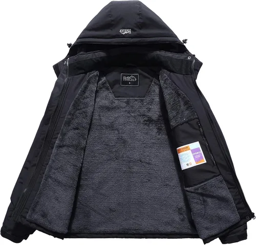 Vista 3 de Pooluly - Chaqueta de invierno para esquísnowboard para mujer, con capucha, impermeable, rompeviento