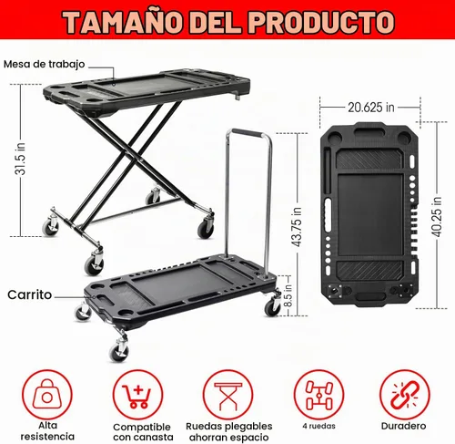 Vista 2 de Powerbuilt Mesa de trabajo ajustable con soportes para herramientas y función de plataforma convertible, multiuso, hogar, garaje, lugar de trabajo