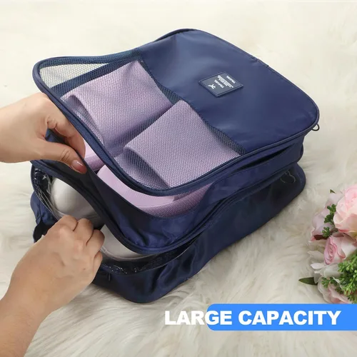 Vista 3 de 2 bolsas de zapatos para viaje con capacidad para 3 pares de zapatos, bolsa de zapatos de viaje para empacar cubos de zapatos portátiles para viajes