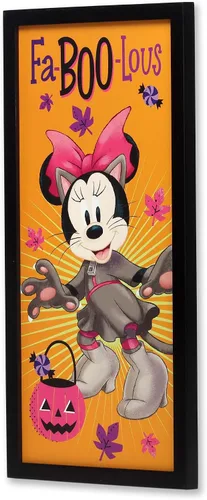 Vista 2 de Disney Minnie Mouse Fa-Boo-Lous - Decoración de pared de madera enmarcada Rosa