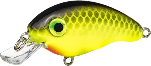 Vista 5 de Strike King Señuelo de pesca Bitsy Pond Minnow Crankbait, 3/32 oz, irresistible para los peces Chartreuse con espalda negra