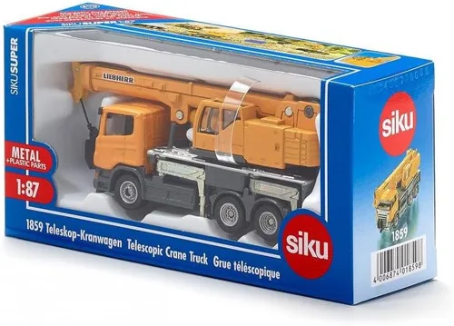 Vista 7 de Siku - Camión grúa telescópica a escala 1:87 1859 Réplica de vehículos de juguete de metal y plástico fundido a presión Brazo ajustable, 4