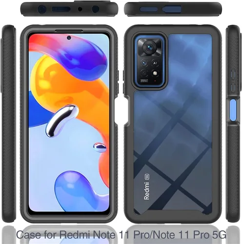 Vista 2 de Funda protectora para Redmi Note 11 Pro, protección contra caídas 2 en 1 híbrida resistente de doble capa para Redmi Note 11 Pro - Negro