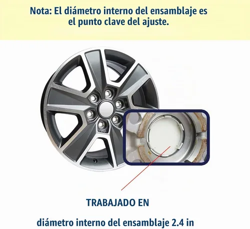 Vista 3 de Kit de tapas centrales para rueda de automóvil, 2.5 pulgadas, 2.5 pulgadas, interior de 2.2 pulgadas, compatible con Dodge RAM 1500 tapas de cubo