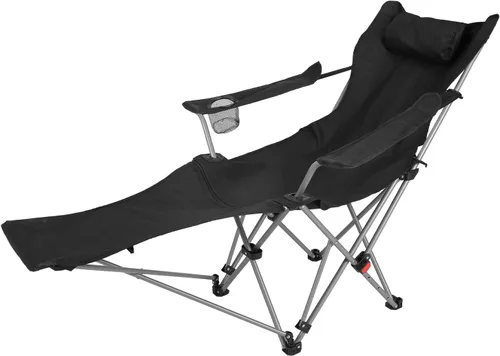 Vista 9 de Reclining Camping Chair with Footrest, 4-Position Adjustable Zero Gravity Chair, Portable Folding Camping Lounge Chair with Headrest Cup Holder &