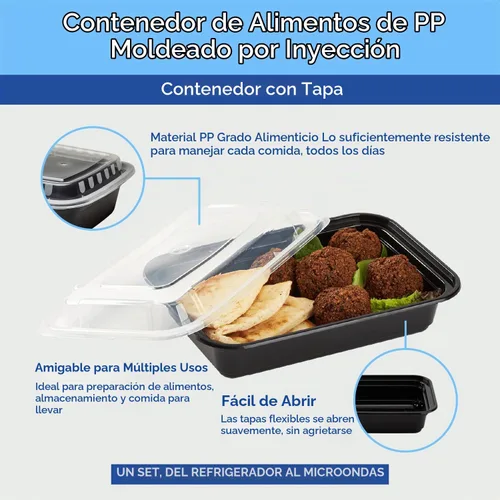 Vista 6 de Karat Contenedores de preparación de comidas [12 oz - 150 unidades] Contenedores reutilizables y desechables para llevar con tapas - Cajas Bento