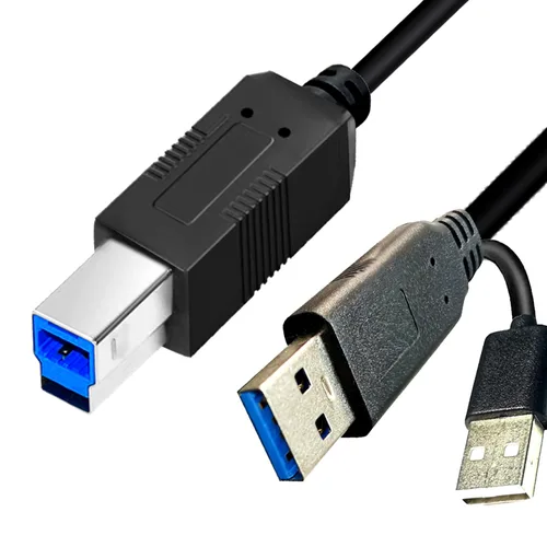 Vista 5 de Cable largo USB 3.0 para impresora B de 25 pies, USB-A macho a USB-B 3.0 macho cable ascendente compatible con estación de acoplamiento, discos