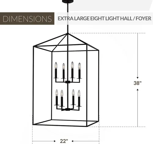 Vista 2 de Generation Lighting - Lámpara colgante Perryton de 8 luces, color negro medianoche 5315008-112, lámpara de techo moderna para decoración del hogar