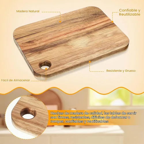 Vista 3 de Vesici - Tabla de cortar pequeña de madera de acacia para mesa de cocina de Navidad (12 unidades)