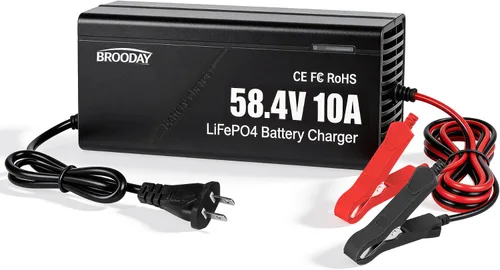 Vista 15 de Cargador de batería LiFePO4 de 14.6V 10A para baterías de fosfato de hierro y litio de 12 V, carga rápida, alta eficiencia, indicador LED, diseño
