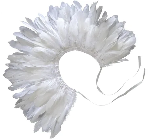 Vista 7 de L'VOW Estola de capa de plumas de moda negro blanco beige chal iridiscente